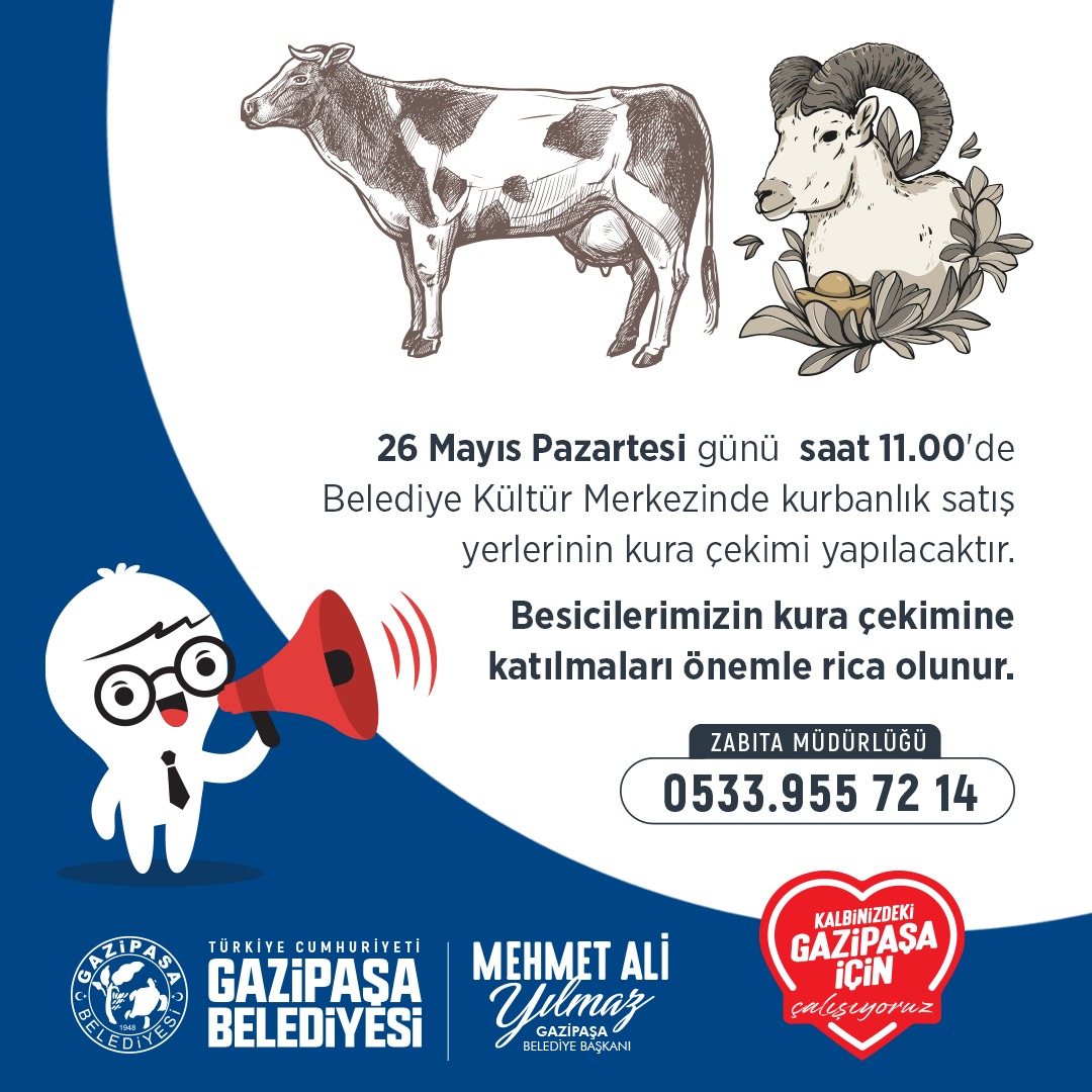 KURBAN SATIŞ YERLERİ KURA İLE BELİRLENECEK